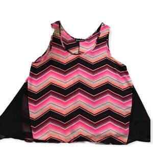 Hot Ginger Sleeveless Top Chevron Print 3X